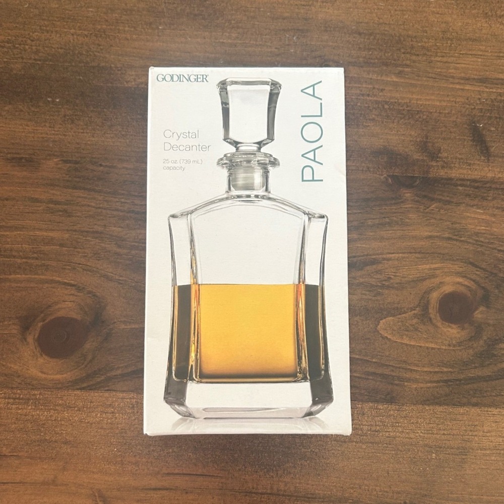 Godinger Paola Crystal Decanter 25oz Clear Lead Free Liquor Whiskey Gift Modern